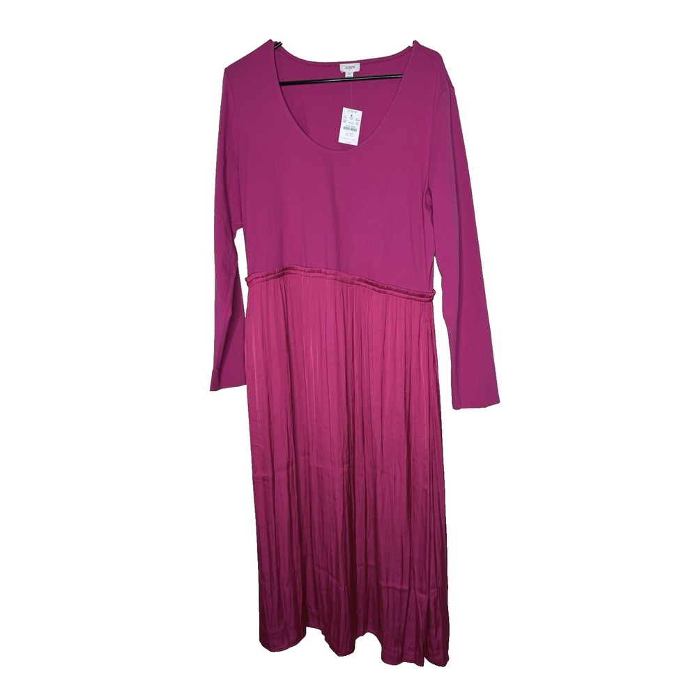 J.Crew Maxi Dress Womans XXL Pink Pleated Cotton Blend Stretch NWT$138